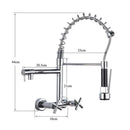 GobekUsa Black Wall-Mounted Kitchen Faucet with Swivel Spout and Dual Handles