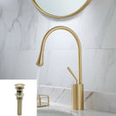 GobekUsa Gold & Marble Basin Faucet: Single Handle Swivel Sink Water Crane