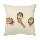 GobekUsa Cute Cat Face Decorative Cushion Cover Soft Linen Pillow for Home Sofa