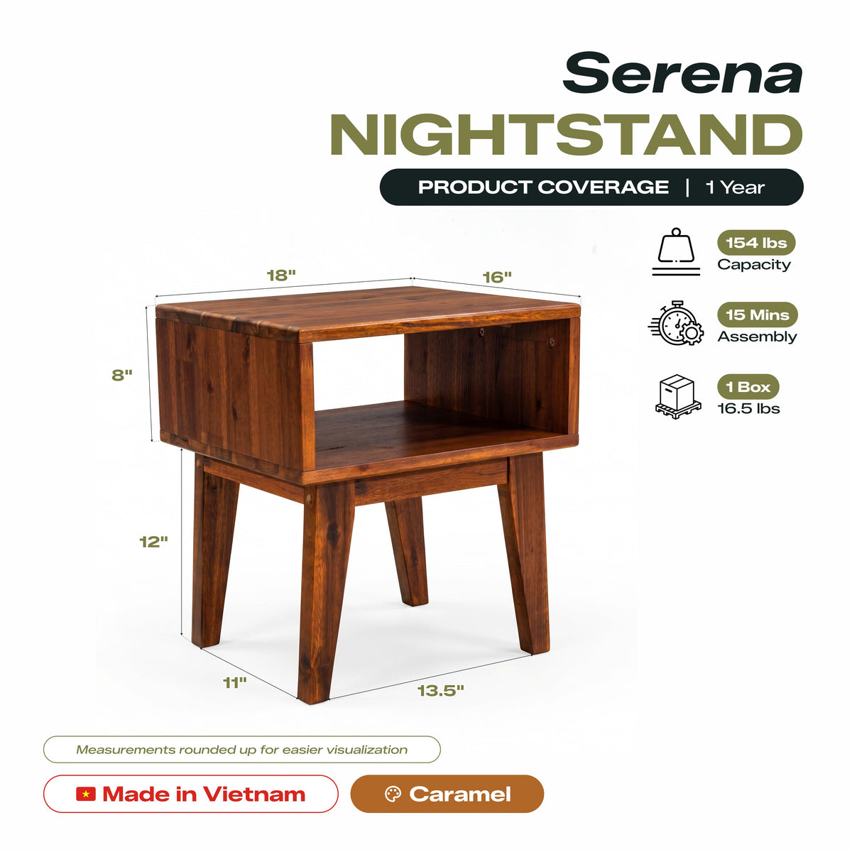 Serena Solid Wood Nightstand, photo 14 of 40
