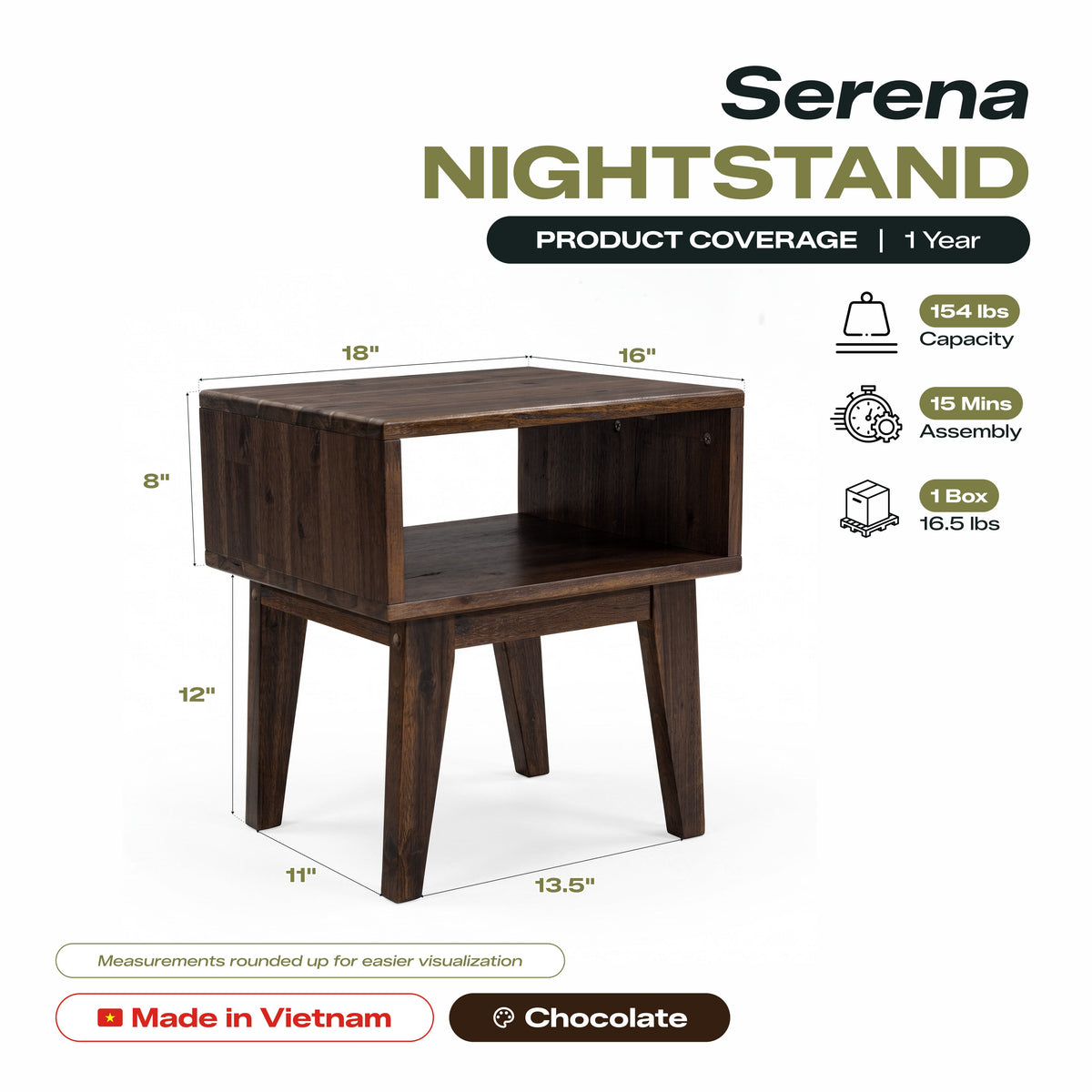 Serena Solid Wood Nightstand, photo 24 of 40