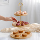 GobekUsa Bamboo Fruit Cake Stand Set Wood Tableware Snack Dessert Candy Plate