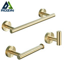 GobekUsa Brushed Gold Stainless Steel Bathroom Accessories Set - Towel Bar, Toilet Paper Holder, Hooks