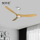 GobekUsa 60" Solid Wood DC Ceiling Fan with Remote Control