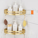 GobekUsa Brushed Gold Bathroom Set: Shelf, Towel Rack, Holder, Toilet Brush - Bath Hardware