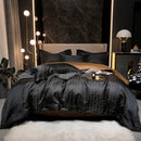 GobekUsa Black Gold Jacquard Egyptian Cotton Bedding Set - 4Pcs