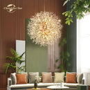 GobekUsa Crystal Star LED Chandelier - Art Deco Dandelion Pendant Lighting for Home Décor