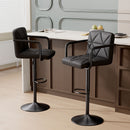Counter Height Swivel Bar Stools, PU Leather & Iron Frame (Set of 2)