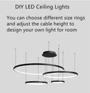 GobekUsa LED Ring Chandelier Ceiling Pendant Modern Round Circle Lamps