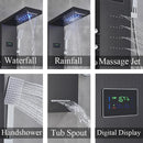GobekUsa LED Rainfall Shower Panel Set with Temperature Screen and Hand Sprayer