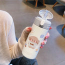 GobekUsa Cute Insulated Straw Cup Thermal Water Bottle Stainless Steel Vacuum Flask