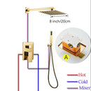 GobekUsa Gold Bath Rain Shower Wall Concealed Faucet Set