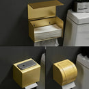 GobekUsa Aluminum Brushed Gold Toilet Paper Holder Rack Tissue Box - Bathroom Roll Storage