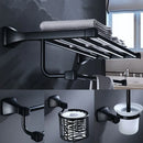 GobekUsa Aluminum Black Bathroom Hardware Set: Towel Holder, Paper Holder, Corner Shelf, Towel Rack, Toilet Brush Holder