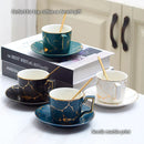GobekUsa 200ml Marble Ceramic Tea Set with Spoon and Saucer