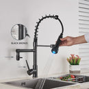 GobekUsa LED Kitchen Faucet Pull Down Mixer Tap Hot Cold Water Vessel Sink Brass