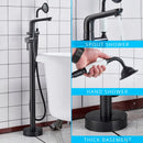 GobekUsa Dual Handle Black Waterfall Bathtub Faucet Floor Standing Set for Bathroom