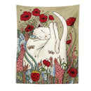 GobekUsa Cat Botanical Flower Wall Tapestry for Living Room Bedroom Home Decor