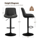 Swivel Counter Height Bar Stools with Backs, Synthetic Leather & Iron Frame (Set of 2)