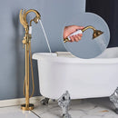 GobekUsa Black Bathtub Faucet Hot Cold Water Mixer Taps Shower Set Floor Mounted