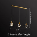 GobekUsa Diamond Crystal LED Chandelier, Brass Ceiling Pendant Light for Dining Room