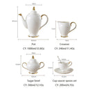 GobekUsa Bone China Coffee Set White Gold Porcelain Tea Set Advanced Pot Cup