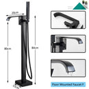 GobekUsa Matte Black Waterfall Bathtub Shower Faucet, Floor Standing Hot Cold Mixer Tap