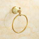 GobekUsa Gold Bathroom Accessories Set: Shelf, Towel Rack, Holder, Brush Holder, Bath Hardware