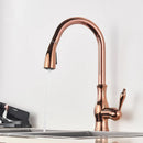 GobekUsa Brass Kitchen Faucet Pull Out Sprayer High Arch Mixer Tap Kit