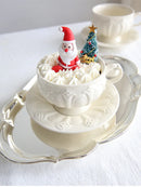 GobekUsa French Garden Cream Ceramic Tea Cup Saucer Set for Elegant Afternoon Tea
