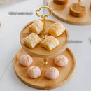GobekUsa Bamboo Fruit Cake Stand Set Wood Tableware Snack Dessert Candy Plate