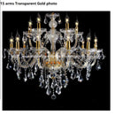GobekUsa Crystal LED Chandelier Gold/Silver K9 6/8/10/15/18 Arm Living Room Lighting