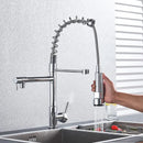 GobekUsa Kitchen Faucet Pull Out Dual Spout Single Handle Mixer Tap 360 Rotation