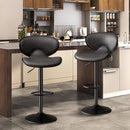 Swivel Bar Stools Set of 2 — Adjustable PU Leather with Iron Frame, Water-Resistant (Black)