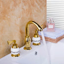 GobekUsa Golden Plated Bathroom Faucet Set with Ceramic Cross Handles