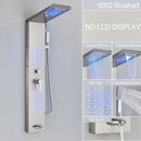 GobekUsa Black LED Waterfall Rain Shower Panel Faucet Set with Massage Jets