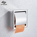 GobekUsa Bathroom Paper Holder Matte Black/Chrome Wall-Mounted Towel Rack & Roll Paper Box