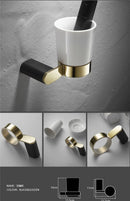 GobekUsa Gold & Black Bathroom Set - Shelf, Towel Rack, Holder, Brush Holder & More