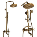 GobekUsa Brass Shower Faucet Mixer Set with 8" Rainfall Head, Storage Shelf, and Hooks