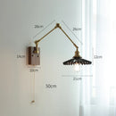 GobekUsa Copper Swing Arm Wall Lamp Sconce - LED Wall Light for Bedroom Living Room