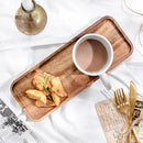GobekUsa Acacia Wood Breakfast Tray - Rectangular Fruit Plate with Wooden Cutlery