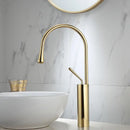 GobekUsa Gold & Marble Basin Faucet: Single Handle Swivel Sink Water Crane