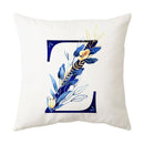 GobekUsa Blue Alphabet Flower Letter Pillowcase for Home Decor