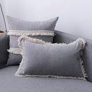 GobekUsa Boho Style Tassel Pillow Cover Set for Sofa Bed, Beige Grey Blue Yellow