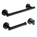 GobekUsa Black Stainless Steel Bathroom Set: Robe Hook, Towel Rail, Shelf, Tissue Holder