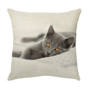 GobekUsa Cute Cat Face Decorative Cushion Cover Soft Linen Pillow for Home Sofa