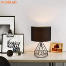 GobekUsa Geometric Gold Desk Lamp with Hollow Diamond Design and Cloth Shade