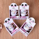 GobekUsa Cartoon Coffee Mug Set with Spoon, Porcelain Breakfast Cup, Couples Lover's Gifts