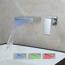 GobekUsa LED Waterfall Bathtub Faucet in Chrome & Black - Wall Mounted Single Handle