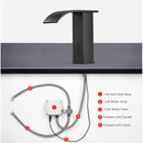 GobekUsa Black Sensor Waterfall Basin Faucet - Automatic Touchless Hot Cold Water Mixer